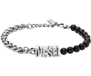 Armband DIESEL "Schmuck Geschenk Edelstahl Armschmuck Armkette FONT", schwarz (edelstahlfarben, schwarz, schwarz), Armbänder, Damen, 21,5cm, Edelstahl, Armband, mit Achat (73362238-0) edelstahlfarben,