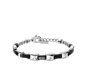 Armband DIESEL "Schmuck Geschenk Edelstahl Armschmuck METAMORPH", silber (edelstahlfarben, schwarz), Armbänder, Damen, 21cm, Edelstahl, Armband (58911954-0) edelstahlfarben, schwarz