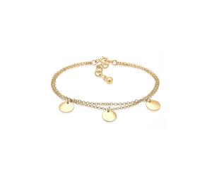 Armband ELLI "2-reihig mit Plättchen 925 Silber", gold, Armbänder, Damen, 16cm, ohne Stein, Silber 925 (Sterlingsilber), Armband (44867154-0) gold