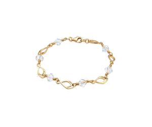 Armband ELLI "Feder Glas Kristalle Weiß 925 Sterling Silber vergoldet", gold, Armbänder, Damen, 18cm,mit Steinen, Silber 925 (Sterlingsilber), Armband (345139-0)