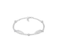 Armband ELLI "Feder Layer 925 Silber, mit Kristallen von Swarovski" Gr. 16, silber, Armbänder, Damen, 16cm,mit Steinen, Silber 925 (Sterlingsilber) (32706869-16) silber