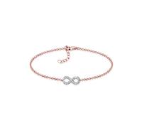 Armband ELLI "Infinity Bi-Color Kristalle Silber", rosegold, weiß, Armbänder, Damen, 17cm,mit Steinen, Silber 925 (Sterlingsilber), Armband (061922-0)