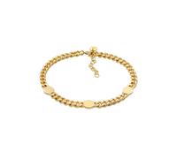 Armband ELLI PREMIUM "Panzerkette Chunky Chain Plättchen Disc 925 Silber" Gr. 16, gold, Armbänder, Damen, 16cm, ohne Stein, Silber 925 (Sterlingsilber), Armband (90307046-16)