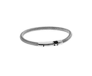 Armband EMPORIO ARMANI "Schmuck Geschenk Edelstahl Armschmuck", silber (schwarz, silberfarben), Armbänder, Damen, 19cm, Edelstahl, Armband (87633644-0) schwarz, silberfarben