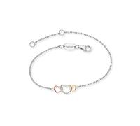 Armband ENGELSRUFER "3 HERZEN TRICOLOR", rosa (silberfarben, gelbgoldfarben, roségoldfarben), Armbänder, Damen, 19cm, Silber 925 (Sterlingsilber), Armband (30123159-0) silberfarben, gelbgoldfarben, ro