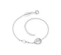 Armband ENGELSRUFER "Himmelsträne mit Lebensblume", weiß (silberfarben, rosa, kristallweiß, rosa, kristallweiß), Armbänder, Damen, 20cm, Silber 925 (Sterlingsilber), Armkette, mit Rosenquarz, Zirkonia