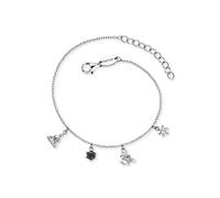 Armband ENGELSRUFER "Yin Yang Buddha und Om", silber (silberfarben, kristallweiß, schwarz, weiß, kristallweiß, schwarz), Armbänder, Damen, 20cm, Perlen Silber 925 (Sterlingsilber), Perlen, Silber 925 