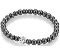 Armband FIRETTI "Schmuck Geschenk Armschmuck Armkette Edelstein Farbstein", grau (dunkelgrau, grau, weiß), Armbänder, Damen, 18cm, Materialmix, Armband, mit Hämatit, Kristallstein (540128-0) dunkelgra