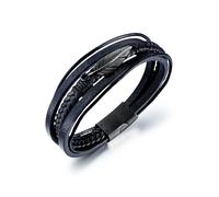 Armband FIRETTI "Schmuck Geschenk Armschmuck Armkette Feder", schwarz, Armbänder, Herren, 21cm, Edelstahl Lederimitat, Edelstahl, Lederimitat, Armband (56128929-0) schwarz