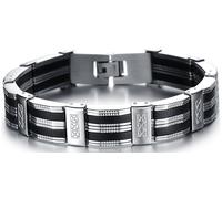 Armband FIRETTI "Schmuck Geschenk Armschmuck Armkette Gliederarmband", silber (silberfarben, schwarz), Armbänder, Herren, 21,5cm, Edelstahl Silikon, Edelstahl, Silikon, Edelstahlarmband Armkette (2608