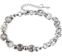 Armband FIRETTI "Schmuck Geschenk Edelstahl Armschmuck Ankerkettenglieder Dragonstone", silber (edelstahlfarben, weiß, grau, braun, weiß, grau, braun), Armbänder, Damen, 25cm, Edelstahl, Armband, mit