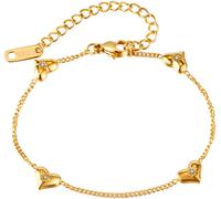 Armband FIRETTI "Schmuck Geschenk Edelstahl Armschmuck Ankerkettengliederung Herzen", gold (gelbgoldfarben, kristallweiß, kristallweiß), Armbänder, Damen, 22,5cm, Edelstahl, Armband, mit Zirkonia (syn