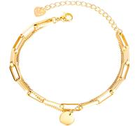 Armband FIRETTI "Schmuck Geschenk Edelstahl Armschmuck Ankerkettengliederung Plättchen", gold (gelbgoldfarben), Armbänder, Damen, 22,5cm, Edelstahl, Armband (82744961-0) gelbgoldfarben