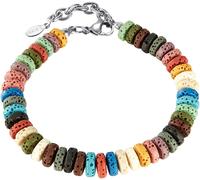 Armband FIRETTI "Schmuck Geschenk Edelstahl Armschmuck Ankerkettengliederung Regenbogen", bunt (edelstahlfarben, beige, blau, türkis, grün, oliv, braun, hellbraun, khaki, altrosa, rosa, orange, orange