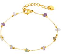 Armband FIRETTI "Schmuck Geschenk Edelstahl Armschmuck Armkette Edelstein", bunt (gelbgoldfarben, flieder, kristallweiß, lavendel, grün, flieder, kristallweiß, lavendel, grün), Armbänder, Damen, 20cm,