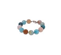 Armband FIRETTI "Schmuck Geschenk Edelstahl Armschmuck Armkette Edelstein", silberfarben, blau, rosa, hellblau, creme, rostbraun, blau, rosa, hellblau, creme, rostbraun, Armbänder, Damen, 20cm, Edelst