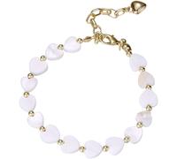 Armband FIRETTI "Schmuck Geschenk Edelstahl Armschmuck Herzkettengliederung Liebe", weiß (gelbgoldfarben, perlmuttfarben), Armbänder, Damen, 23,5cm, Edelstahl Perlen, Edelstahl, Perlen, Armband, mit P