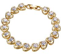 Armband FIRETTI "Schmuck Geschenk Kupfer Armschmuck Herzkettengliederung Liebe", gold (gelbgoldfarben, kristallweiß, kristallweiß), Armbänder, Damen, 19cm, Kupfer, Armband, mit Zirkonia (synth.) (3329