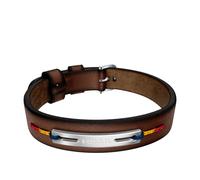 Armband FOSSIL "Everett", braun (braun, edelstahlfarben, blau, gelb, rot), Armbänder, Herren, 26cm, Edelstahl Leder Textil, Armband (38857661-0) braun, edelstahlfarben, blau, gelb, rot