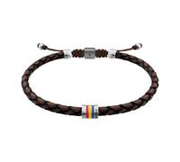 Armband FOSSIL "Everett", braun, edelstahlfarben, blau, gelb, rot, Armbänder, Herren, 25cm, Edelstahl Leder Textil, Armband, Emaille (34416643-0) braun, edelstahlfarben, blau, gelb, rot