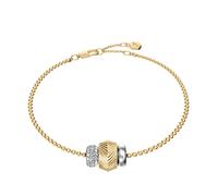 Armband FOSSIL "Harlow", gelbgoldfarben, edelstahlfarben, kristallweiß, kristallweiß, Armbänder, Damen, 19,5cm, Edelstahl, Armband, mit Glasstein (17494720-0) gelbgoldfarben, edelstahlfarben, kristall