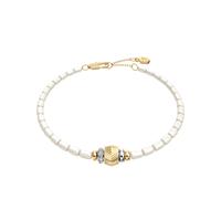 Armband FOSSIL "Harlow", gelbgoldfarben, edelstahlfarben, kristallweiß, perlmuttfarben, kristallweiß, Armbänder, Damen, 19,5cm, Edelstahl Perlen, Armband, mit Glasstein - mit Acryl (11469752-0) gelbgo