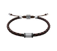 Armband FOSSIL "Machine", braun, edelstahlfarben, schwarz, Armbänder, Herren, 25cm, Edelstahl Leder Textil, Armband (56720646-0) braun, edelstahlfarben, schwarz