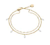 Armband FOSSIL "Schmuck Geschenk Edelstahl Armschmuck ELLIS Layering", gelbgoldfarben, kristallweiß, kristallweiß, Armbänder, Damen, 19cm, Edelstahl, Armband, mit Zirkonia (synth.) (12124756-0) gelbgo