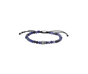 Armband FOSSIL "Schmuck Geschenk Edelstahl Armschmuck JEWELRY", blau (edelstahlfarben, schwarz, blau, blau), Armbänder, Damen, 24cm, Edelstahl, Armband, mit Hämatit, Tigerauge, Sodalith oder Malachit 