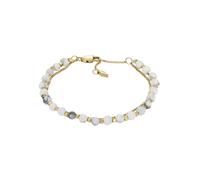 Armband FOSSIL "Schmuck Geschenk Edelstahl Armschmuck JEWELRY", gold (gelbgoldfarben, weiß, weiß), Armbänder, Damen, 20cm, Edelstahl, Armband, mit Howlith, Rosenquarz oder Türkis (34649229-0) gelbgold