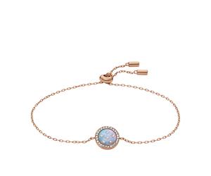 Armband FOSSIL "Schmuck Geschenk Edelstahl Armschmuck MERRIT", roségoldfarben, kristallweiß, perlmuttfarben, kristallweiß, Armbänder, Damen, 21,6cm, Edelstahl Perlen, Edelstahl, Perlen, Armband, mit G