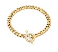 Armband FOSSIL "Schmuck Geschenk Edelstahl CARLIE T-BAR", gelbgoldfarben, kristallweiß, kristallweiß, Armbänder, Damen, 18,5cm, Edelstahl, Armband, mit Glasstein (24452306-0) gelbgoldfarben, kristallw