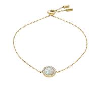 Armband FOSSIL "Schmuck Geschenk Edelstahl JEWELRY", weiß (gelbgoldfarben, kristallweiß, perlmuttfarben, kristallweiß), Armbänder, Damen, 21,6cm, Edelstahl Perlen, Edelstahl, Perlen, Armband, mit Glas