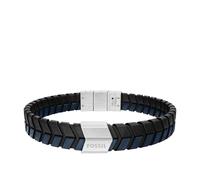 Armband FOSSIL "Schmuck Geschenk Edelstahl Leder Armschmuck Armkette Jewelry", schwarz (blau, schwarz, edelstahlfarben), Armbänder, Damen, 21,5cm, Edelstahl Leder, Edelstahl, Leder, Armband (77219608-