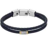 Armband FOSSIL "Schmuck Geschenk Edelstahl Leder Armschmuck JEWELRY", blau, Armbänder, Damen, 20cm, Edelstahl Leder, Edelstahl, Leder, Armband (55757645-0) blau