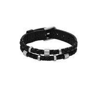 Armband FOSSIL "Schmuck Geschenk Edelstahl Leder Armschmuck JEWELRY", schwarz (edelstahlfarben, schwarz), Armbänder, Damen, 25,6cm, Edelstahl Leder, Edelstahl, Leder, Armband (36908168-0) edelstahlfar