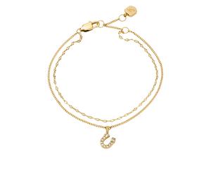 Armband FOSSIL "Schmuck Geschenk Edelstahl SUTTON", gelbgoldfarben, kristallweiß, kristallweiß, Armbänder, Damen, 19cm, Edelstahl, Armband, mit Glasstein (64986534-0) gelbgoldfarben, kristallweiß, kri