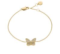 Armband FOSSIL "Schmuck Geschenk Edelstahl SUTTON Schmetterling", gold (gelbgoldfarben, kristallweiß, kristallweiß), Armbänder, Damen, 19cm, Edelstahl, Armband, mit Glasstein (48831806-0) gelbgoldfarb