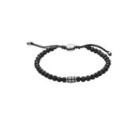 Armband FOSSIL "Schmuck Geschenk Edelstahl Textil VINTAGE CASUAL", schwarz (edelstahlfarben, schwarz, schwarz), Armbänder, Damen, 25cm, Edelstahl Textil, Edelstahl, Textil, Armband, mit Lavastein (346