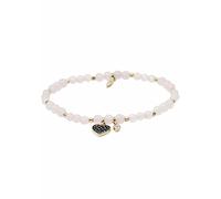 Armband FOSSIL "Schmuck Geschenk Metall Armkette VINTAGE MOTIFS Herz", bunt (goldfarben, schwarz, rosa, weiß, schwarz, rosa), Armbänder, Damen, 16,5cm, Metall, Armband, mit Rosenquarz und Glasstein (1