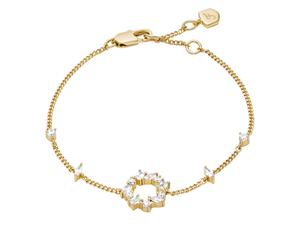 Armband FOSSIL "Schmuck Geschenk Metall ELLIS", gold (gelbgoldfarben, kristallweiß, kristallweiß), Armbänder, Damen, 19,4cm, Metall, Armband, mit Zirkonia (synth.) (91651454-0) gelbgoldfarben, kristal
