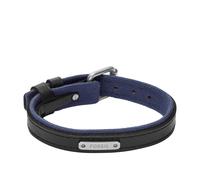 Armband FOSSIL "Schmuck Geschenk Metall, Leder, Textil EVERETT", blau (metallfarben, schwarz, blau), Armbänder, Damen, 28,2cm, Leder Metall Textil, Leder, Metall, Textil, Armband (90152054-0) metallfa