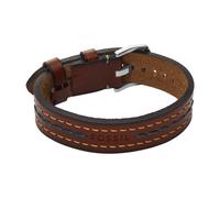 Armband FOSSIL "Schmuck Geschenk Metall, Leder, Textil EVERETT", braun (edelstahlfarben, braun, blau), Armbänder, Damen, 26,1cm, Edelstahl Leder Textil, Edelstahl, Leder, Textil, Armband (28502543-0)