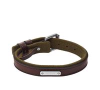 Armband FOSSIL "Schmuck Geschenk Metall, Leder, Textil EVERETT", metallfarben, braun, grün, Armbänder, Damen, 28,2cm, Leder Metall Textil, Leder, Metall, Textil, Armband (41425619-0) metallfarben, bra