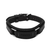 Armband FOSSIL "Schmuck Geschenk Metall, Leder, Textil MACHINE", edelstahlfarben, schwarz, Armbänder, Damen, 26cm, Edelstahl Leder Textil, Edelstahl, Leder, Textil, Armband (78019763-0) edelstahlfarbe