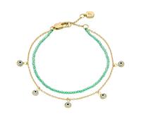 Armband FOSSIL "Schmuck SUTTON Evil Eye Böser Blick magisches Auge", gold (gelbgoldfarben, grün, blau, schwarz, grün, blau, schwarz), Armbänder, Damen, 19,5cm, Metall Polyester, Metall, Polyester, Arm