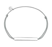 GLANZSTÜCKE MÜNCHEN Damen-Armband Schildarmband zum Gravieren Sterling Silber textil grau flexibel verstellbar 15 cm - 22 cm - Gravur-Amband