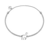 GLANZSTÜCKE MÜNCHEN Damen-Textilarmband silber Alpaka Sterling Silber 15-22 cm - Armkettchen Textil Lama Armband mit Anhänger Stoffbändchen