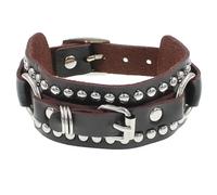 Armband Herren,Gothic Armband Aus Leder mit Nieten für Damen und Herren Punk Rock Stil Verstellbar Gothic Rock Armreif Unisex Ideal Als Partygeschenk Oder Halloween Schmuck Dunkelbraun