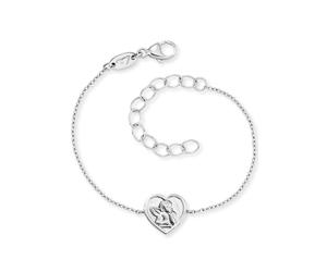 Armband HERZENGEL "Schmuck Geschenk Armkette Angeli-Herz", silber (silberfarben), Armbänder, Mädchen, 16cm, Silber 925 (Sterlingsilber), Armband (22970115-0) silberfarben